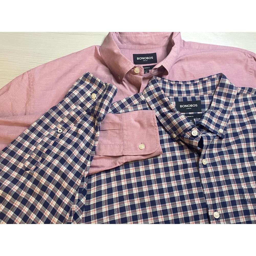 Bonobos Button Down Stretch Standard Fit Men's XL Long Sleeved shirts LOT OF 2